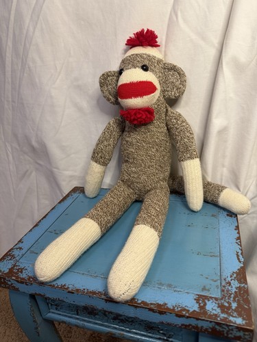 Sockenaffe Puppe 20 Zoll groß beige hellbraun rot - Bild 7 von 9