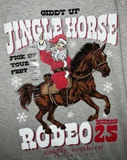 Simply Southern, Short Sleeve, T-shirt, XL,Giddy Up, Santa, Horse, Christmas