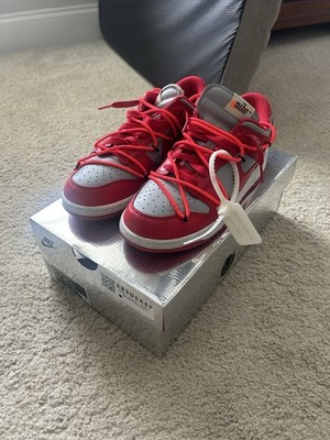 Size 6 Nike Dunk Low x OFF-WHITE University Red