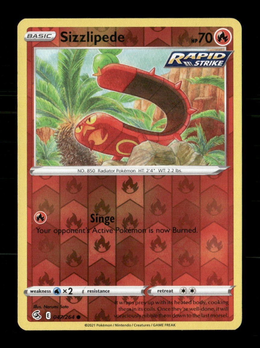 Sizzlipede 047/264 Fusion Strike Reverse Holo NM/M Pokemon