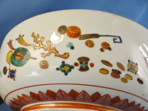 PRACHTVOLLE ANTIKE JAPANISCHE KUTANI MEIJI SCHALE SIGNIERT 27,5 CM - Bild 10 von 12