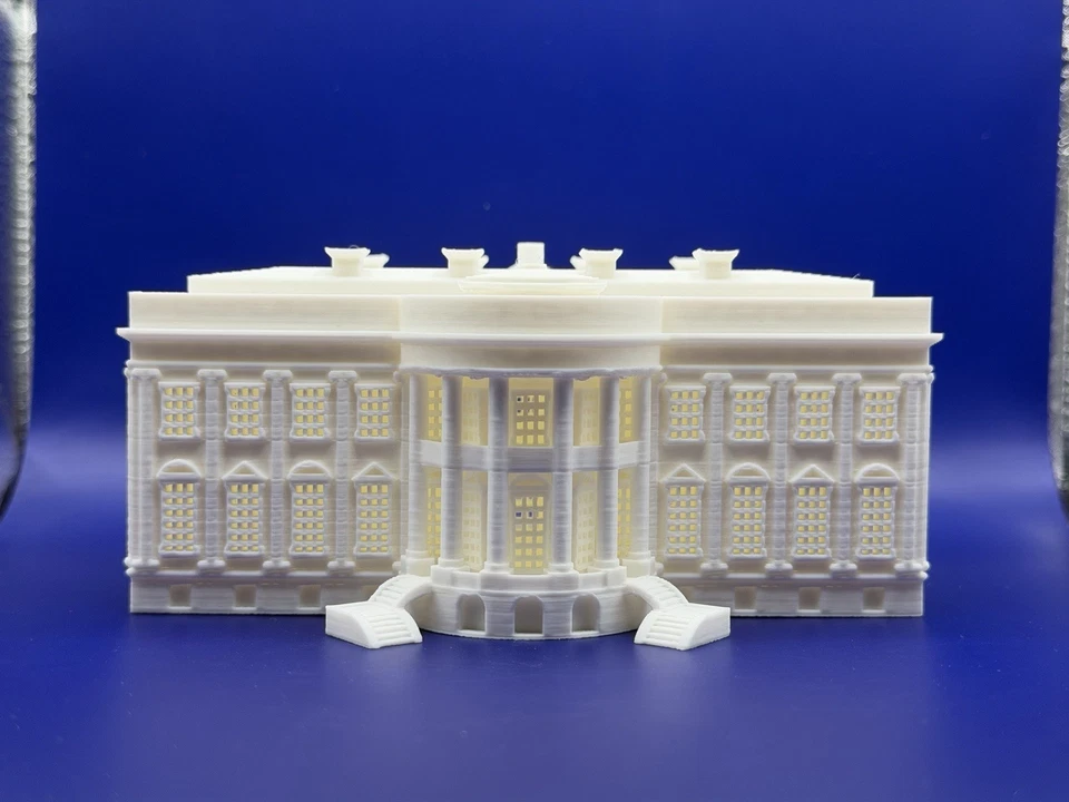 🏛️ Miniatura Casa Blanca impresa en 3D - Réplica escala 1:500, decoración de escritorio EE. UU. Foto 2 de 3