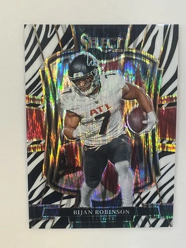 2025 Panini Select Bijan Robinson #148 Premier Level Zebra Prizm Shock Falcons