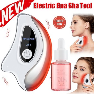 Electric Gua Sha Tools + 30ml Serum Hot Compress & Vibration Massager Face Body