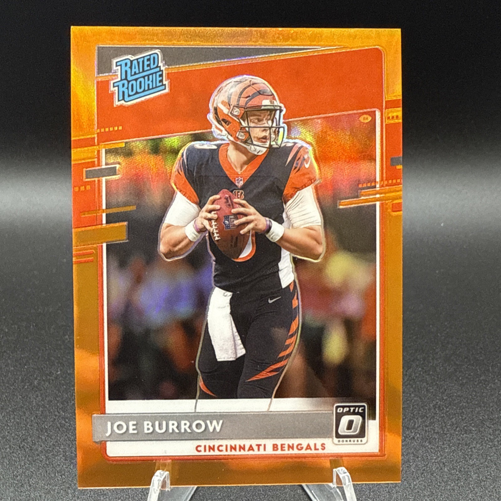 2020 Donruss Optic Joe Burrow Orange Prizm RC # /199  Rookie Color Match CLEAN
