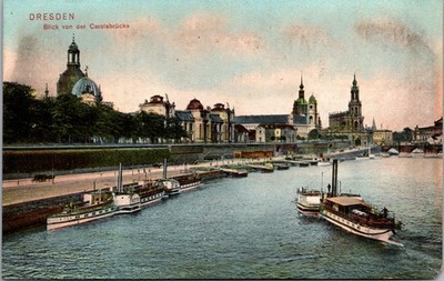 Postcard Germany Dresden from Carola bridge