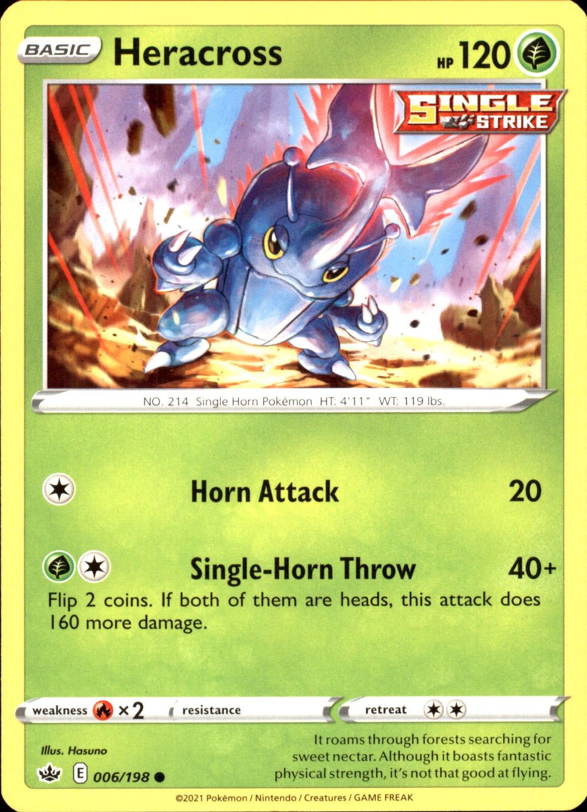 Heracross 006/198 Common - Pokemon SWSH06: Chilling Reign NM
