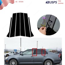 For Volkswagen Jetta 2006-2010 6x Gloss Black Pillar Posts Door Window Trim