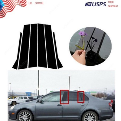 For Volkswagen Jetta 2006-2010 6X Gloss Black Pillar Posts Door Window Trim