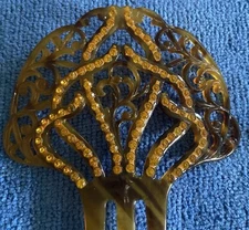 Edwardian Art Deco faux tortoise shell hair comb Bohemian Art Nouveau Mucha 