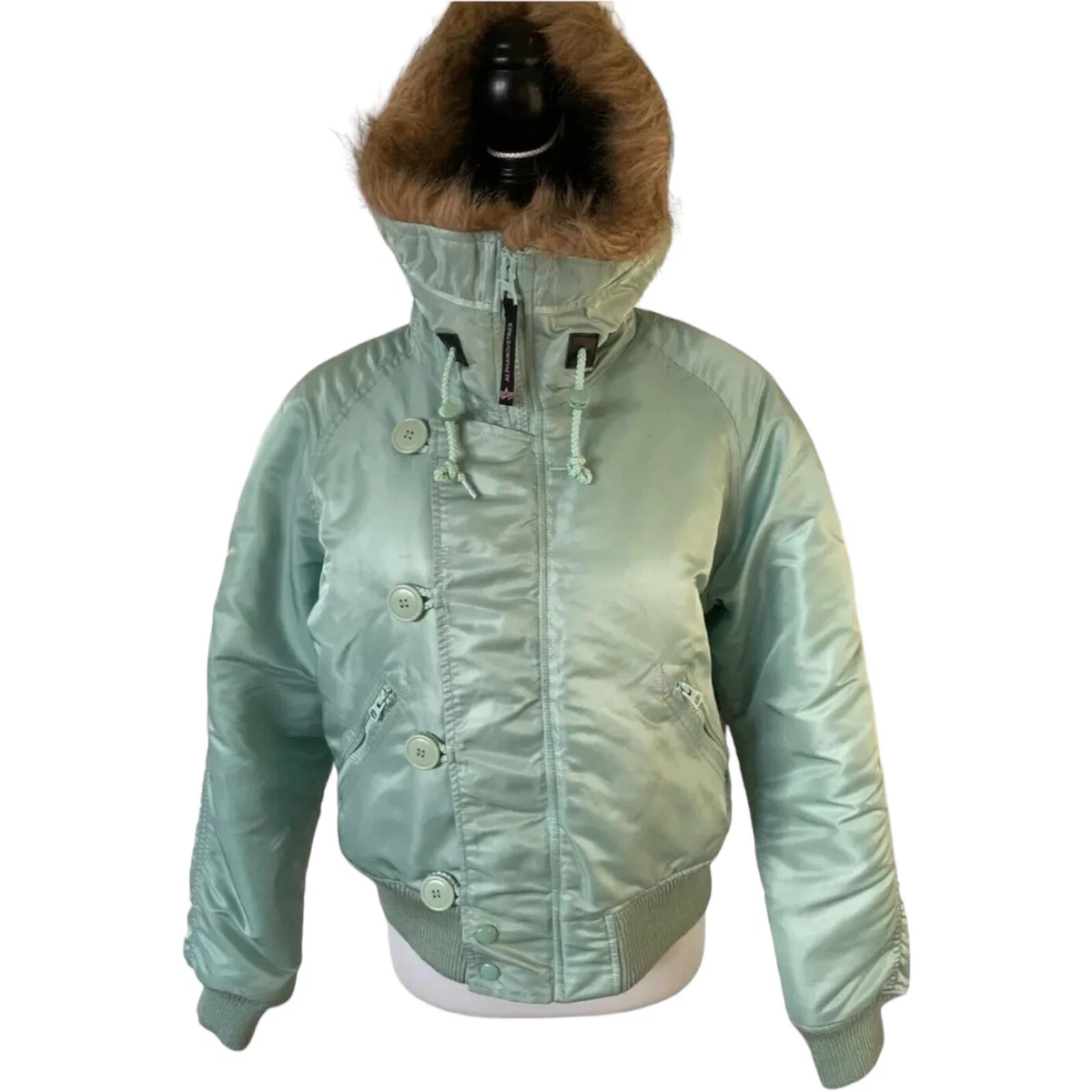 Green bomber jacket with fur best sale hood