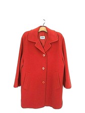 Ladies Jobis Winter Red Knee Length Quality Pure New Wool Coat Size Uk 20