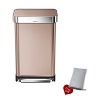 Simplehuman Rose Gold 45l Rectangular Pedal Bin, Liner Pocket + Free Polish Mitt Simplehuman Rose Gold 45l Rectangular Pedal Bin, Liner Pocket + Free Polish Mitt
