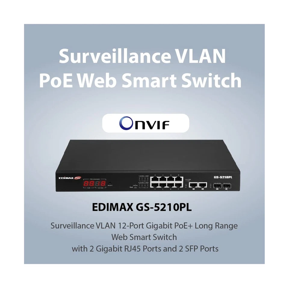 EDiMAX PRO 8 + 2 RJ45 + 2 SFP Ports Gigabit POE+ Smart Switch, Long Range 656... - Image 2 of 4
