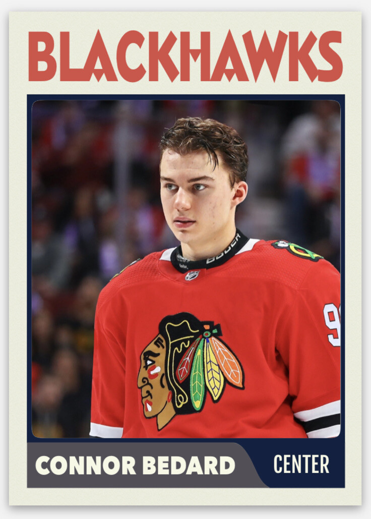Connor Bedard Card 2023 NHL Draft Rookie Custom Card Chicago Blackhawks 