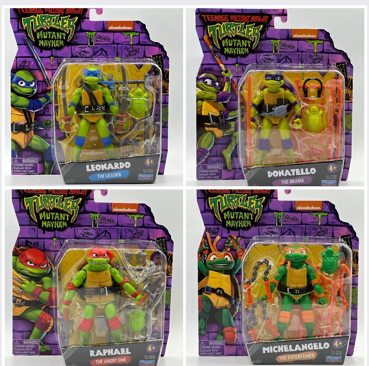 Teenage Mutant Ninja Turtles Mutant Mayhem 4 Figure Set ,Leo,Raph