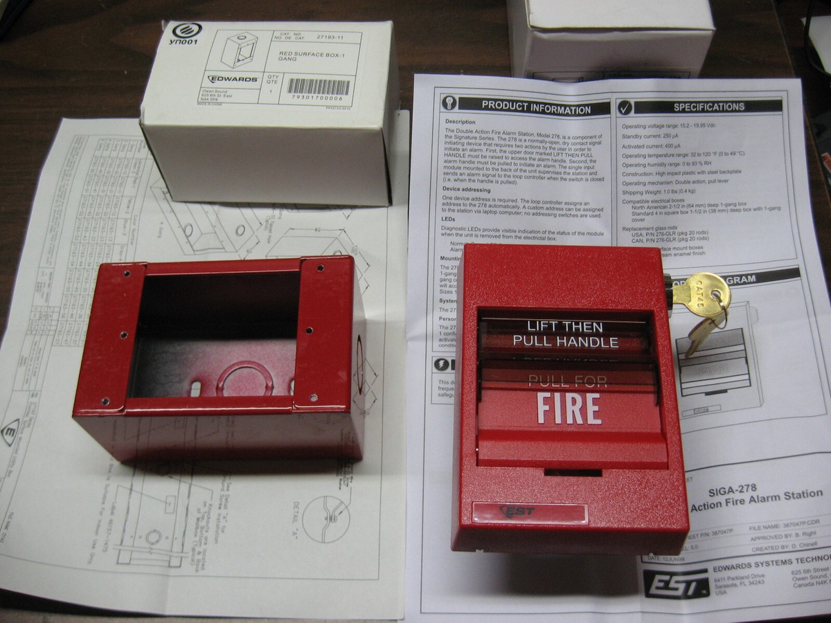 NEW EDWARDS GE EST MIRTONE SIGA-278 FIRE ALARM MANUAL PULL STATION