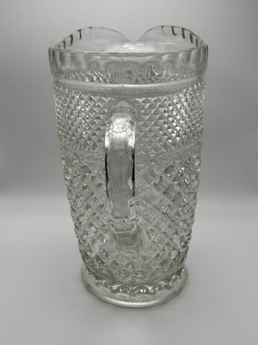 Vintage Wexford Anchor Hocking Crystal Glass Pitcher Diamond Pattern Used - Picture 3 of 6