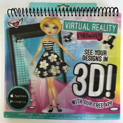 Fashion Angels Virtual Reality Runway Portfolio Set 3D Sketch Designs RARE 