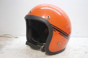 VINTAGE BELL?? RIDING MOTORCYCLE HELMET - ORANGE - SIZE UNKNOWN-SEE PICS