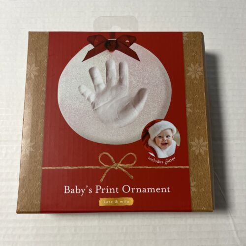 Kate & Milo Baby Hand Print Christmas Ornament Keepsake Round DIY Kit - New - Picture 1 of 7