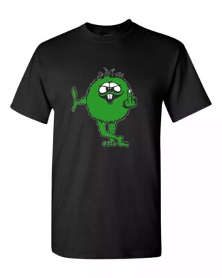 Retro T Shirt Green Middle Finger Monster Novelty Funny 70's