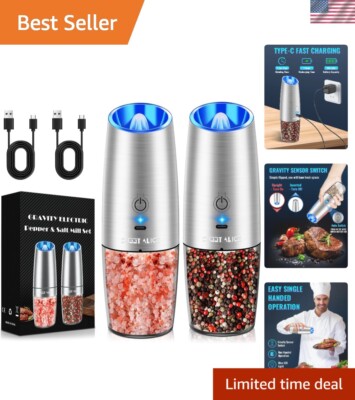 Versatile USB Rechargeable Salt Grinder with LED Light - Kitchen Essential