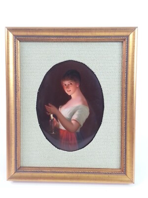 Vintage German George Hom Good Night Beautiful Portrait Painting Porcelain Woman