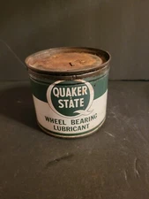 Vintage Quaker State Wheel Bearing Lubricant Can One Pound Gas Oil Advertising