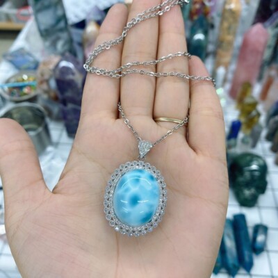 Atemberaubender Larimar Anhänger Sterlingsilber