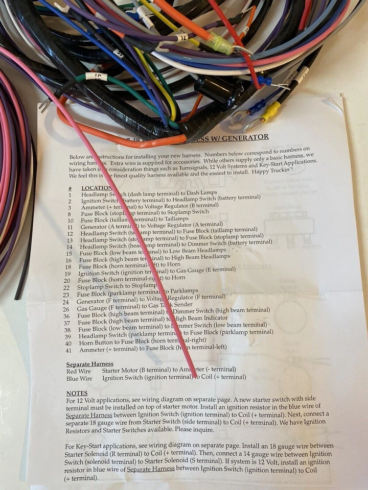 1953 - 1954 年吉姆西卡车所有型号美国完整正确的线束 Gen 套件 — 第 2/4 张图片