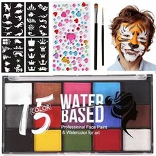 Face Painting Kit for Kids - 15 Color Large Water Based Makeup Paints with St...