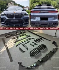 For BMW X6 X6M 2020-23 Real Carbon Fiber Front Bumper Lip Rear Diffuser Bodykit