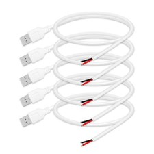 5Pcs 1.64Ft 24AWG USB 2.0 Male 2 Pin Bare Wire Pigtail Cable5V 2A USB Extensi...