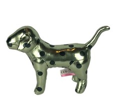 VICTORIA SECRET Pink Small 6  Vinyl Plush Dog Metallic Silver With Black Spots