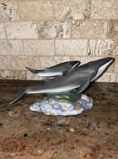 Vintage Homco FIN WHALES Porcelain Figurine Hand Painted 1995  Masterpiece