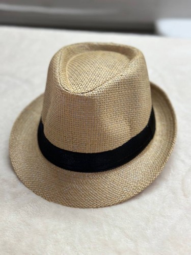 Unisex Straw Fedora Panama Hat Summer Sun Short Brim Floral Trilby Cuban Cap Hat - Picture 7 of 15