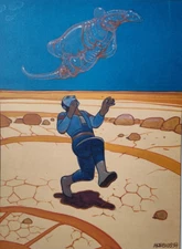 JEAN GIRAUD MOEBIUS ART COLOR LITHOGRAPH UNSIGNED STARWATCHER STARDOM PRINT #1