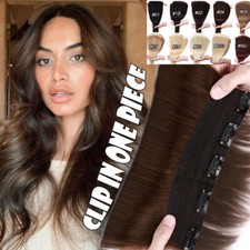 Thick Remy One Piece Clip In 100 Human Hair Extensions 3/4 Full Head/Short 120g