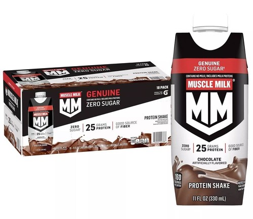 Muscle Milk Genuine Protein Shake Chocolate, 11 fl oz, 18-pack - 第 1/5 張圖片