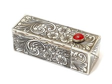 Lippenstift Etui mit Spiegel Silber 800 feine Gravu um 1928 signiert punziert