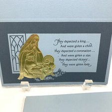 Vtg Century USA Christmas Cards Gold Foil Embossed Religious Nativity 5 Unused