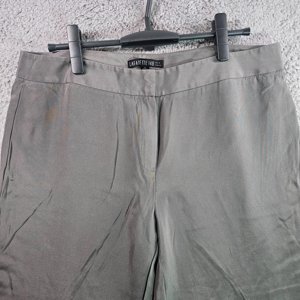 Pantalones de vestir Lafayette 148 para mujer talla 12 pierna ancha forrados gris verdoso Foto 2 de 4