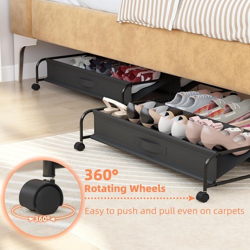 Under Bed Shoe Storage with Wheels Storage Container for Shoes Space Saving USA - Picture 5 of 26