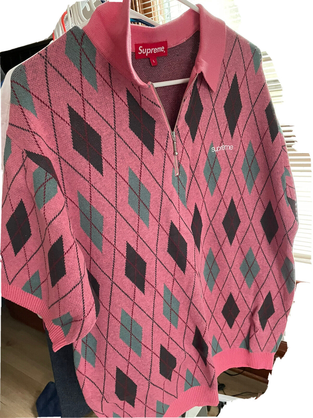 Supreme Argyle  Zip Polo- Dusty Magenta NEW