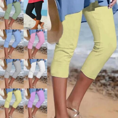 Damen Capri Leggings hochtaillierte Yoga-Hose Damen täglich abnehmen schmales Bein - Bild 1 von 18