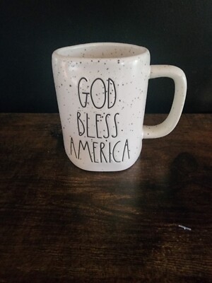 Rae Dunn July 4th American Speckled Mug God Bless America New