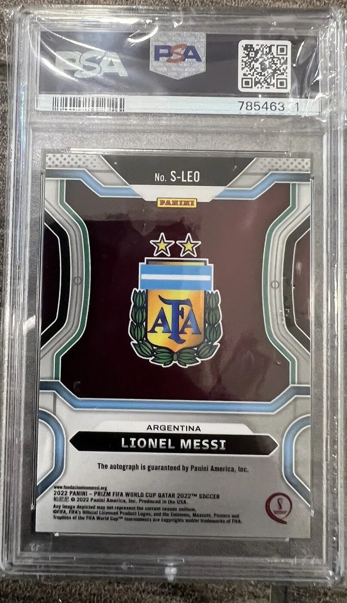 Lionel Messi 2022 Prizm Soccer World Cup Autograph PSA Mint 9