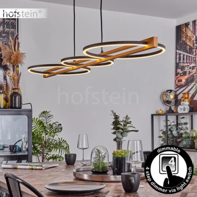 HOFSTEIN LED Ess Wohn Schlaf Zimmer Beleuchtung Holz dimmbare Hänge Lampe Pendel Leuchte