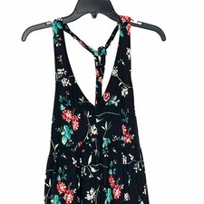 Poof New York Women's Black & Floral Halter Maxi Dress Large